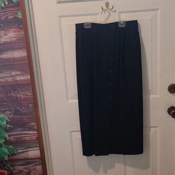Size 10 Giorgio Sant'Angelo Black Wool Maxi Skirt - Picture 1 of 6